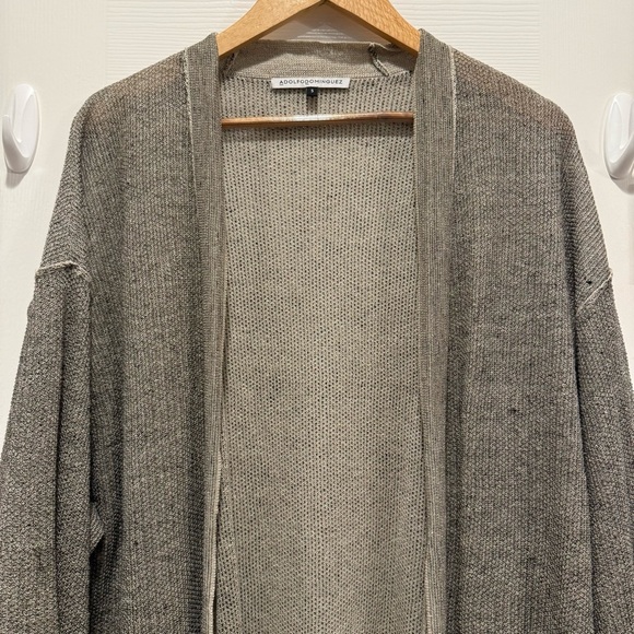 Adolfo Dominguez Kimono Jacket Women’s S Duster Cardigan Grey Linen Blend - Picture 3 of 8